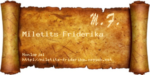 Miletits Friderika névjegykártya